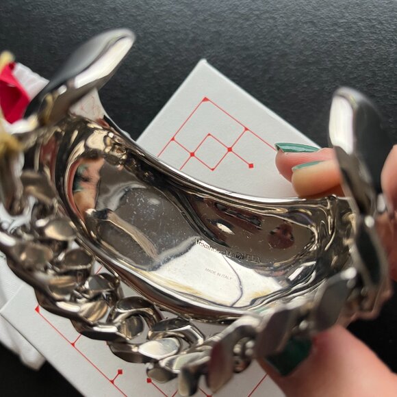 NWT Alexander McQueen Molten Chain Cuff Bracelet Silver Sz Small - Picture 7 of 16